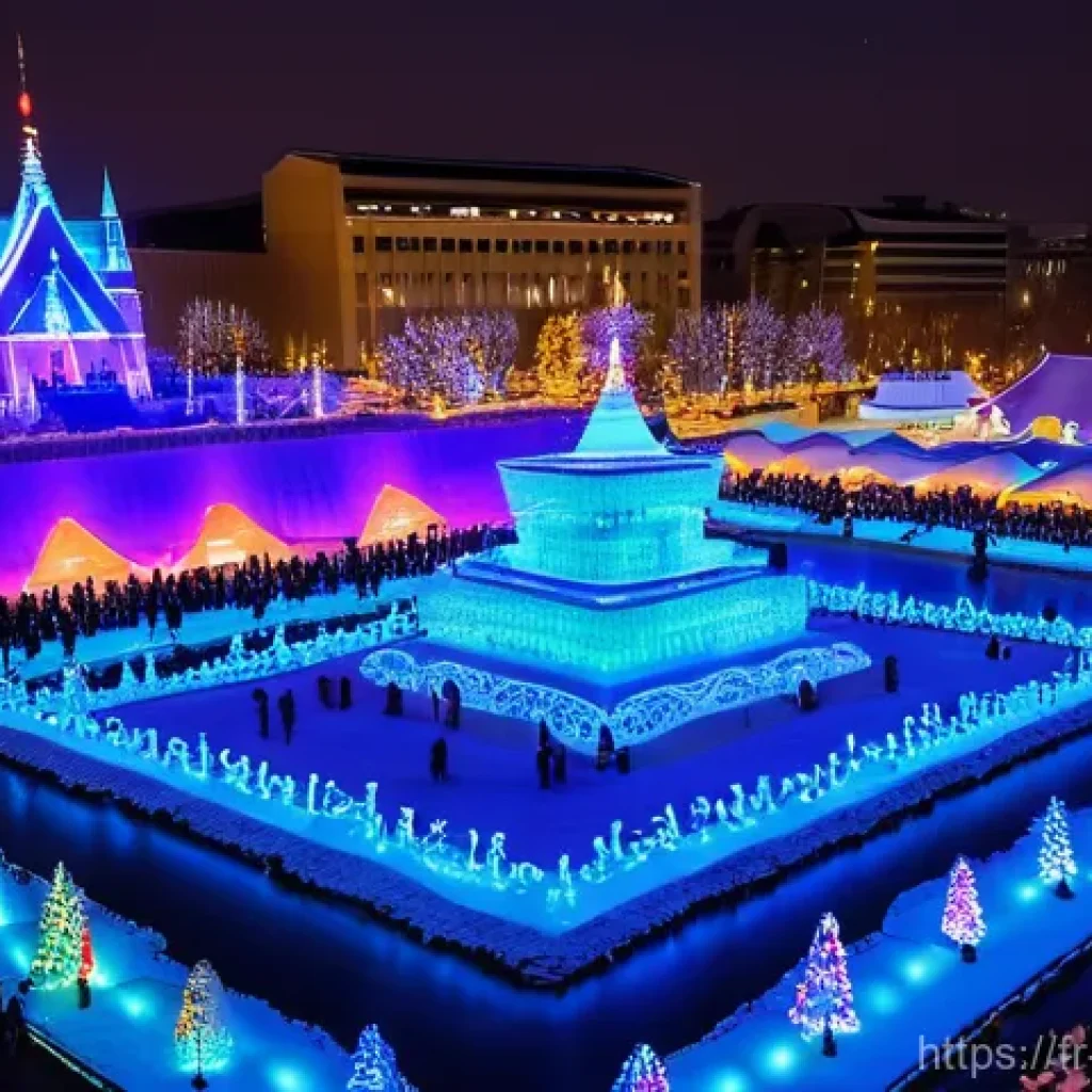 일본 겨울 축제 삿포로 눈 축제 - **Prompt: Odori Park Snow Spectacle at Night**
    "A wide-angle, breathtaking view of the Sapporo S...
