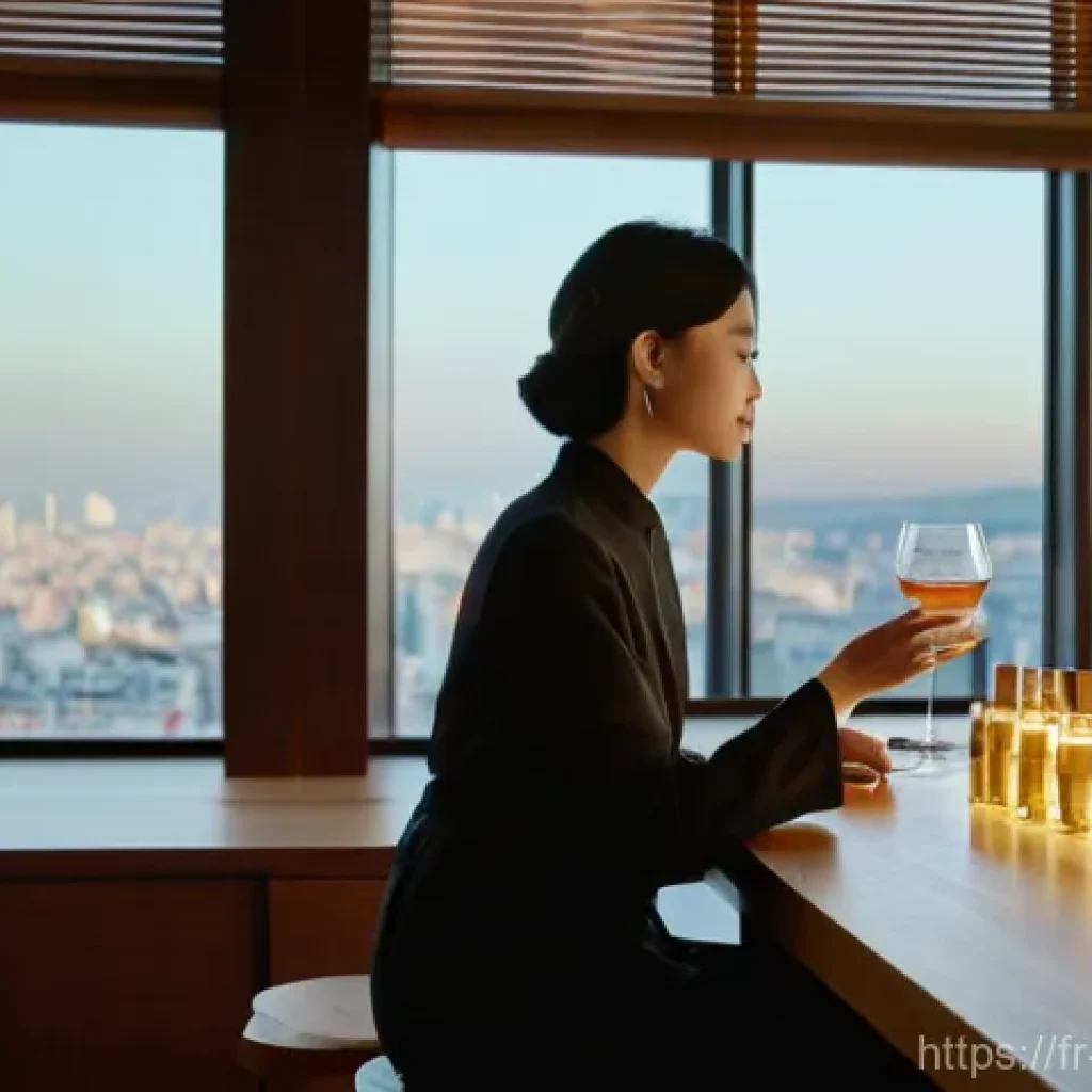 일본 전통 주류 사케 - **Prompt:** A sophisticated adult individual, dressed in chic, contemporary attire (perhaps a smart ...