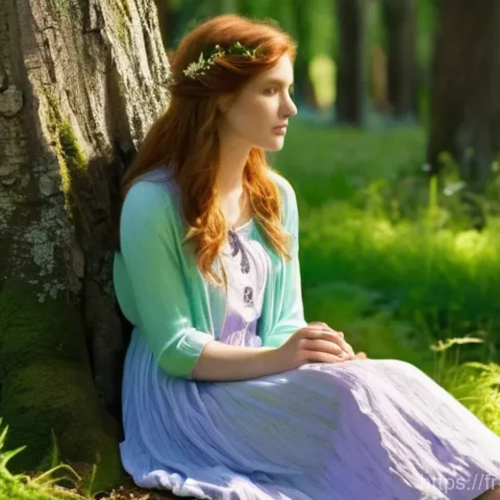 일본 내 외국인 커뮤니티 정보 - **Prompt:** A young woman, perhaps in her late teens or early twenties, with long, flowing auburn ha...