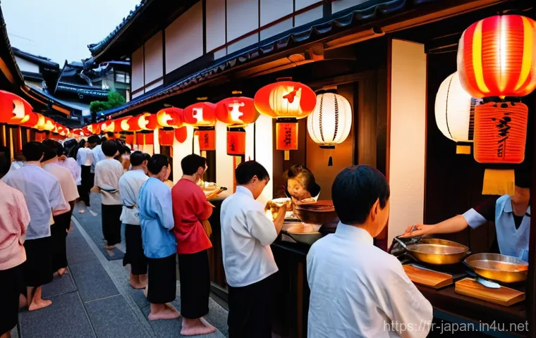 일본 전통 축제 마쓰리 일정 - **Prompt 1: Gion Matsuri Yoiyama Evening in Kyoto**
    A vibrant and bustling street scene during t...