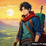일본 만화 카테고리별 추천 - **Shonen - Epic Adventure & Friendship:**
    "A vibrant, dynamic illustration in the style of a pop...
